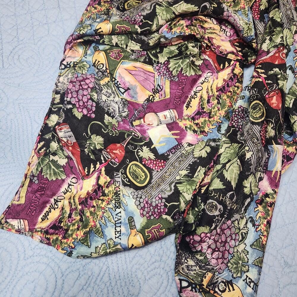 Nicole Miller 100% Silk Scarf Shawl Wine Country Vineyard Square 40" Vintage